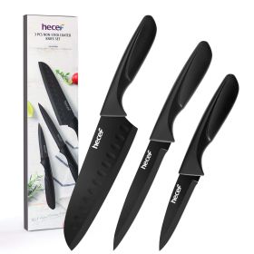 Hecef 3 Pieces Knife Set, Sharp Stainless Steel Chef Cooking Knife, Santoku Knife, Utility Knife, Paring Knife