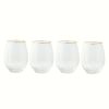 Thyme & Table 4-Piece Scalloped Stemless Wine Glass Set with Gold Trim