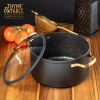 Thyme & Table Non-Stick 5 QT Signature Stock Pot with Glass Lid, Black & Gold