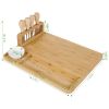 Bamboo Cheese Board Charcuterie Cheese Platter Board Serving Tray with Cutlery Set for Wedding Birthdays Christmas