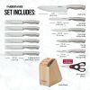 Farberware 13Piece Stainless Steel Knife Block Set Built in Sharpener in Drawer Steak Knives Natural